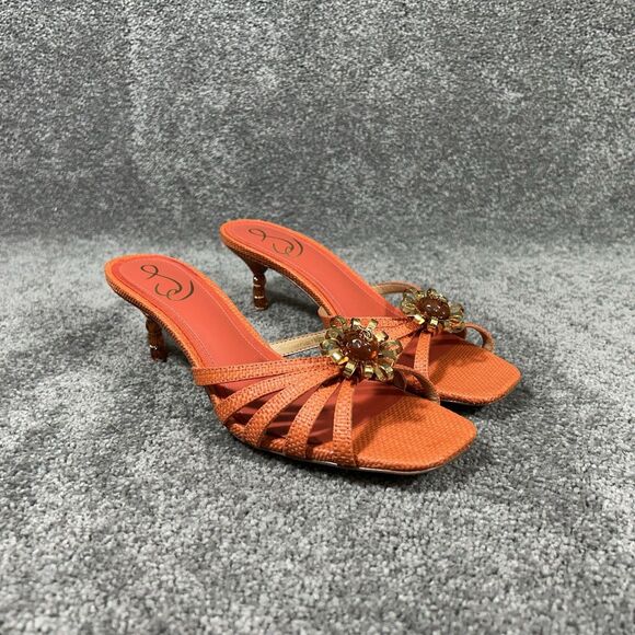 Sam Edelman Posey Women’s Size 7.5 M Orange Weave Slip On Heals New In Box - Picture 3 of 13